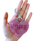 Factory direct wholesale creative heart hope bag charm keychain korean velvet hotfix rhinestone keyring fashion bag accessories