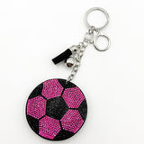Diamond-studded football keychain - european & american style tassel metal charm - bag accessory - cross-border hot seller