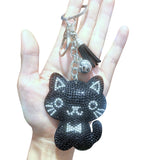 Cross-border hot-selling korean velvet diamond kitten keychain bag hanging fashion hot diamond luggage pendant wholesale