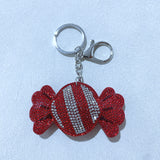 Korean velvet hotfix rhinestone candy keychain - lightweight, sparkling charm accessory - bag charm, car ornament wholesale