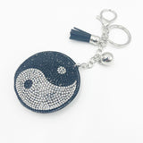 Creative korean velvet rhinestone yin yang tai chi bagua hotfix keychain - bag charm & car key accessory