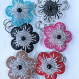 5-petal flower hot diamond keychain korean velvet classy bag pendant ultra-light leather luggage accessories