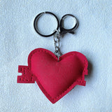 Red heart love hotfix rhinestone keychain - korean velvet valentine's day gift charm - lightweight and durable couple's accessory
