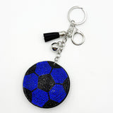 Diamond-studded football keychain - european & american style tassel metal charm - bag accessory - cross-border hot seller