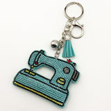 Diamond-studded sewing machine keychain - european & american style tassel metal charm - bag accessory - cross-border hot seller