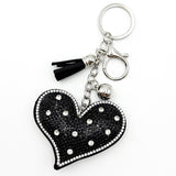 Diamond-studded heart keychain - european & american style tassel metal charm - bag accessory - cross-border hot seller