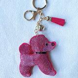 Cartoon pink rose red teddy hotfix rhinestone keychain - women's fashion versatile bag accessory pendant - rhinestone keyring