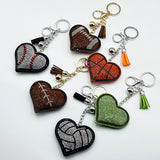 Hotfix rhinestone heart keychain - sports-themed tassel charm - car, bag, and jewelry accessory - cross-border bestseller