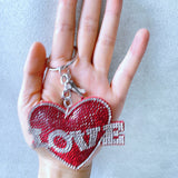 Cross-border hot style cut out heart keychain korean velvet hot diamond bag decoration simple trendy style key chain