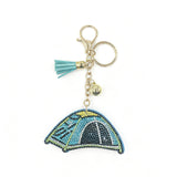 New diamond-studded tent keychain - european & american style tassel metal charm - bag decoration - cross-border hot seller
