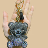 Korean velvet diamond-encrusted large cute teddy bear strawberry bear bag accessories hot diamond bear key chain women's bag hanging