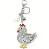 New arrival diamond-encrusted cock keychain creative bag pendant hot diamond cartoon metal tassel key chain cross-border hot