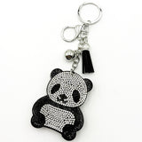 Diamond-studded panda keychain - european & american style tassel metal charm - bag accessory creative cartoon ornament