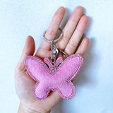 Cross-border autumn and winter leopard print butterfly women's bag pendant fashion korean velvet hot diamond butterfly two-color diamond keychain