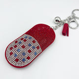 Full diamond capsule keychain diamond tassel pendant women's bag car accessories pendant cross-border best selling