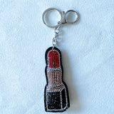 Korean velvet lipstick hot diamond keychain makeup styling accessories bestie gift bag pendant cross-border hot sale
