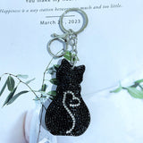 Full diamond cat pendant korean velvet diamond keychain hot diamond cute kitten luggage accessories car accessories wholesale