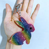 Cross-border hot selling cute diamond-encrusted bunny women's bag pendant fashion korean velvet hot diamond two-color diamond keychain