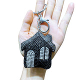 Cross-border hot-selling korean velvet diamond-encrusted house fairy tale house bag hanging keychain shiny car pendant wholesale