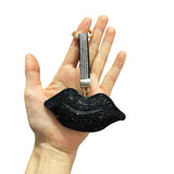 Sexy red lip diamond-studded keychain bag charm - exquisite korean velvet diamond keychain - ultra-lightweight keychain gift