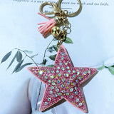 Five-pointed star fashion soft bag hanging korean velvet hot diamond keychain cross-border hot style