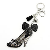 Diamond-studded high heel keychain - european & american style tassel metal charm - bag accessory - cross-border hot seller