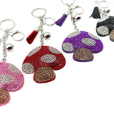 Diamond-studded mushroom keychain - european & american style tassel metal charm - bag accessory - cross-border hot seller