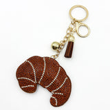 Diamond-studded croissant keychain - european & american style tassel metal charm - bag accessory - cross-border hot seller