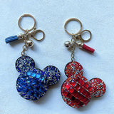 New mickey mouse keychain, korean velvet full rhinestone high-end bag charm, small accessory keychain, women's gift wholesale