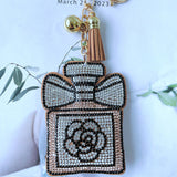 Cross-border perfume bottle keychain - korean velvet rhinestone, ultra sparkly, luxury fashion leather bag & luggage decoration
