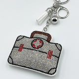 Diamond-studded first aid kit keychain - stylish & creative nurse's day gift, cross-border hot seller with tassel charm