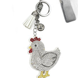 New arrival diamond-encrusted cock keychain creative bag pendant hot diamond cartoon metal tassel key chain cross-border hot