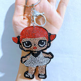 Cool girl hotfix rhinestone keychain - korean velvet diamond embellished avatar charm - trendy & unique bestie bag accessory
