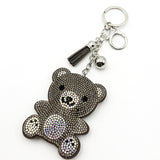 Diamond-studded bear keychain - european & american style tassel metal charm - bag accessory - cross-border hot seller