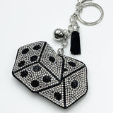 Cross-border diamond-encrusted dice keychain small fragrant tassel pendant bag accessories fashion girl gift