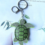 Turtle hotfix rhinestone keychain, korean velvet rhinestone pet charm, durable lightweight backpack accessory, pet gift