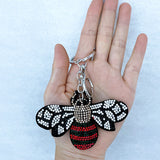 Bee insect keychain korean velvet hot diamond waist chain accessories accessible luxury rhinestone exquisite bellows bag pendant