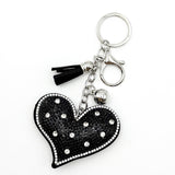Diamond-studded heart keychain - european & american style tassel metal charm - bag accessory - cross-border hot seller