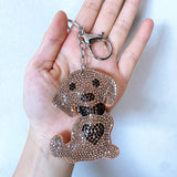 Cross-border hot-selling diamond-encrusted puppy women's bag pendant fashion korean velvet hot diamond two-color diamond keychain