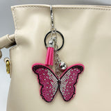 New arrival diamond-encrusted butterfly keychain fashion tassel bag pendant cross-border hot-selling creative accessories
