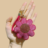 Sunflower bag hanging cross-border hot selling korean velvet diamond-encrusted luggage accessories keychain mobile phone case stylish accessories