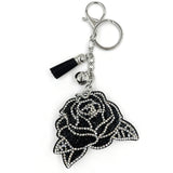 New fashion diamond-studded rose keychain bag charm car accessory tassel metal ornament