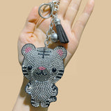 Creative cartoon cat tiger animal cat series cross-border hot-selling korean velvet hotfix rhinestone bag accessories tassel charm