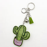 Diamond-studded cactus keychain - european & american style tassel metal charm - bag accessory - cross-border hot seller