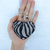 Korean velvet leopard print heart keychain - wild & sweet bag charm - cross-genre mix & match accessory