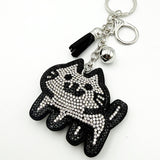 Diamond-studded cat keychain - european & american style tassel metal charm - bag accessory - cross-border hot seller