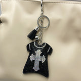 Diamond-encrusted cross clothing keychain tassel bag pendant small fragrant style full diamond jewelry women's fashion pendant
