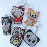 Animal series keychains: korean velvet hotfix rhinestone cat, dog, leopard, snake, lizard - multiple styles for bag accessories