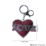 Red heart love hotfix rhinestone keychain - korean velvet valentine's day gift charm - lightweight and durable couple's accessory