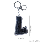Korean velvet double-sided hot diamond letter keychain luggage luggage tag double-sided flash school bag accessories letter outfit